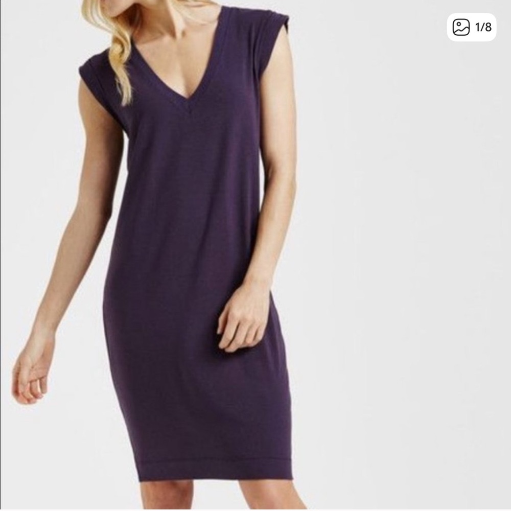 Kit And Ace Women's V-Neck Casual Pullover Shirt Dress Sleeveless Purple Size 6